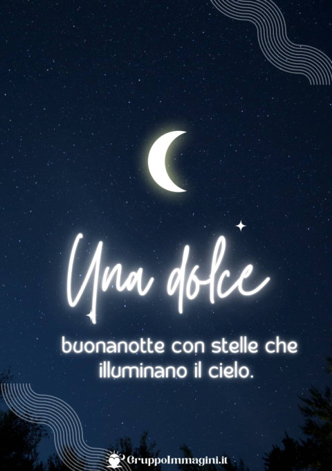 Una dolce buonanotte con stelle che illuminano il cielo