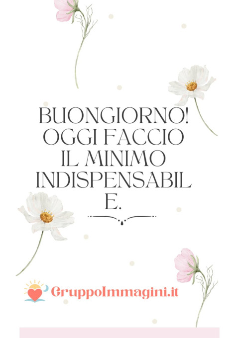 Buongiorno! Oggi faccio il minimo indispensabile