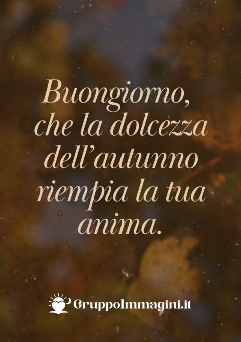 Buongiorno, che la dolcezza dell’autunno riempia la tua anima