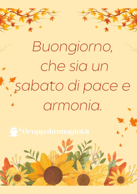 Buongiorno, che sia un sabato di pace e armonia