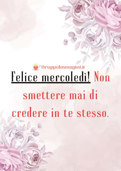 Felice mercoledì! Non smettere mai di credere in te stesso