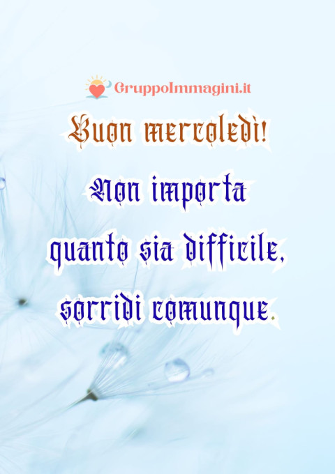 Buon mercoledì! Non importa quanto sia difficile, sorridi comunque