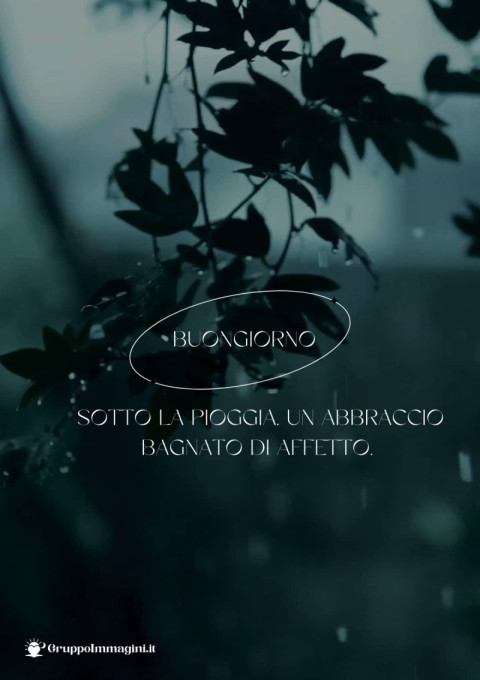 Buongiorno sotto la pioggia un abbraccio bagnato di affetto