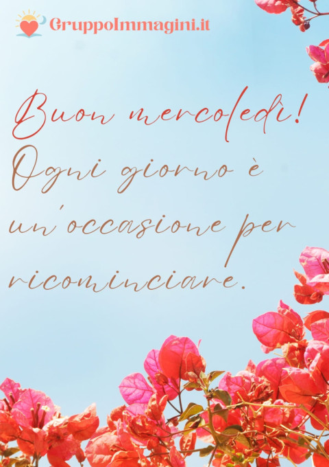 Buon mercoledì! Ogni giorno è un’occasione per ricominciare