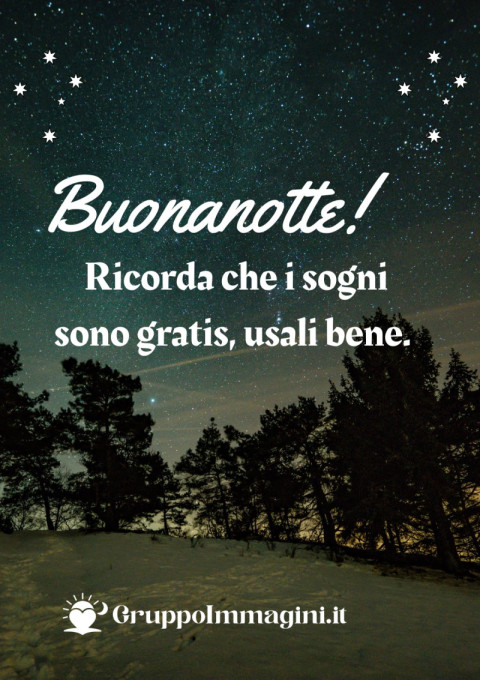 Buonanotte! Ricorda che i sogni sono gratis, usali bene